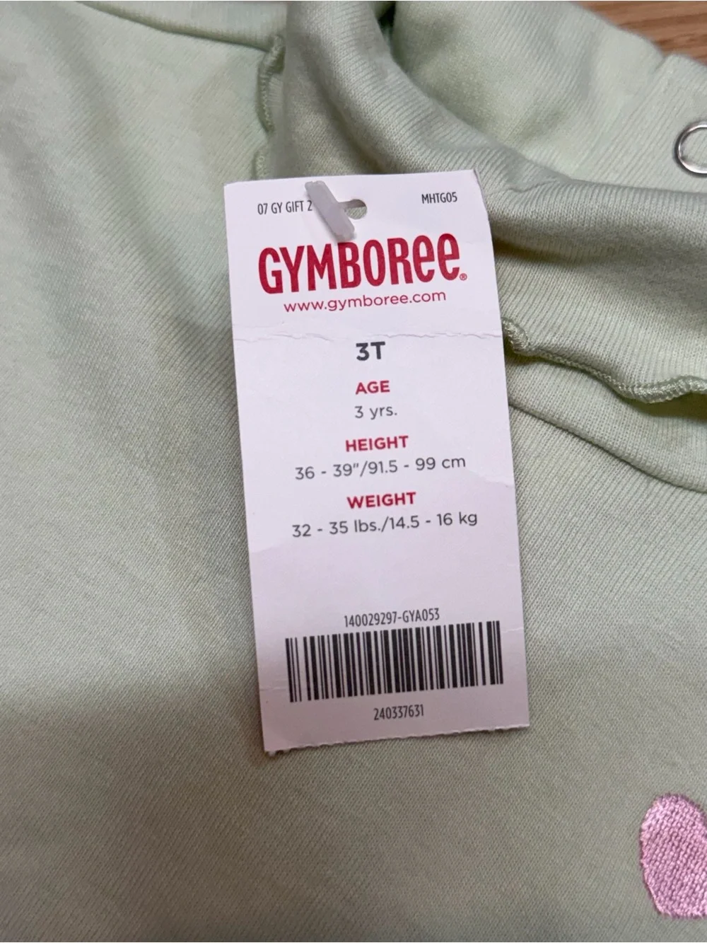 Gymboree Girls 3T NWT Mint Green Ruffle Neck Bodysuit Pink Heart Long Sleeve
